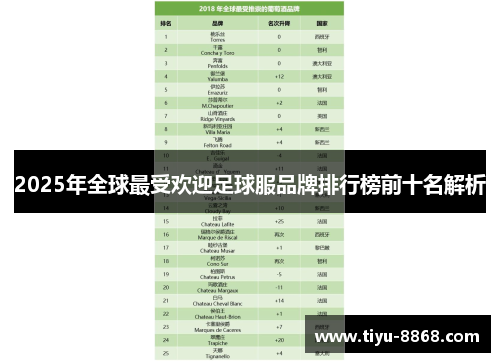 2025年全球最受欢迎足球服品牌排行榜前十名解析