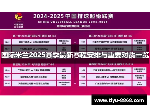 国际米兰2025赛季最新赛程安排与重要对战一览